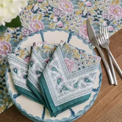Pomegranate Garden Teal & Lilac Napkin | Set of 4