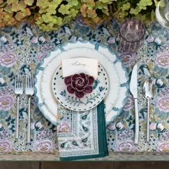 Pomegranate Garden Teal & Lilac Napkin | Set of 4