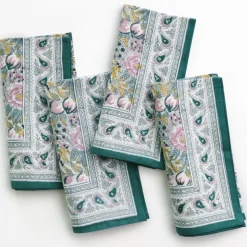 Pomegranate Garden Teal & Lilac Napkin | Set of 4