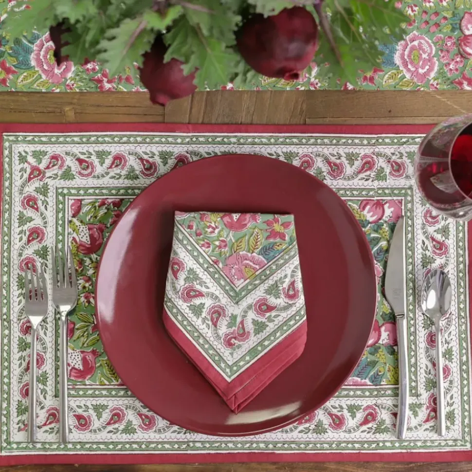 Pomegranate Garden Wine & Rose Placemat |Set of 4