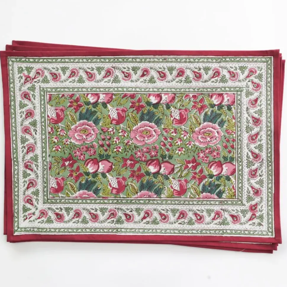 Pomegranate Garden Wine & Rose Placemat |Set of 4