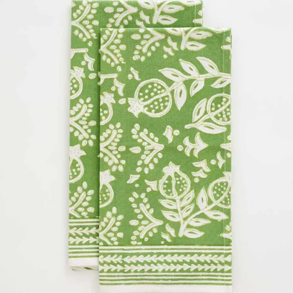 Pomegranate Green Tea Towels | Set of 2
