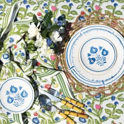 Pomegranate Trio Sketch Cobalt Blue Appetizer Plate | Set of 4