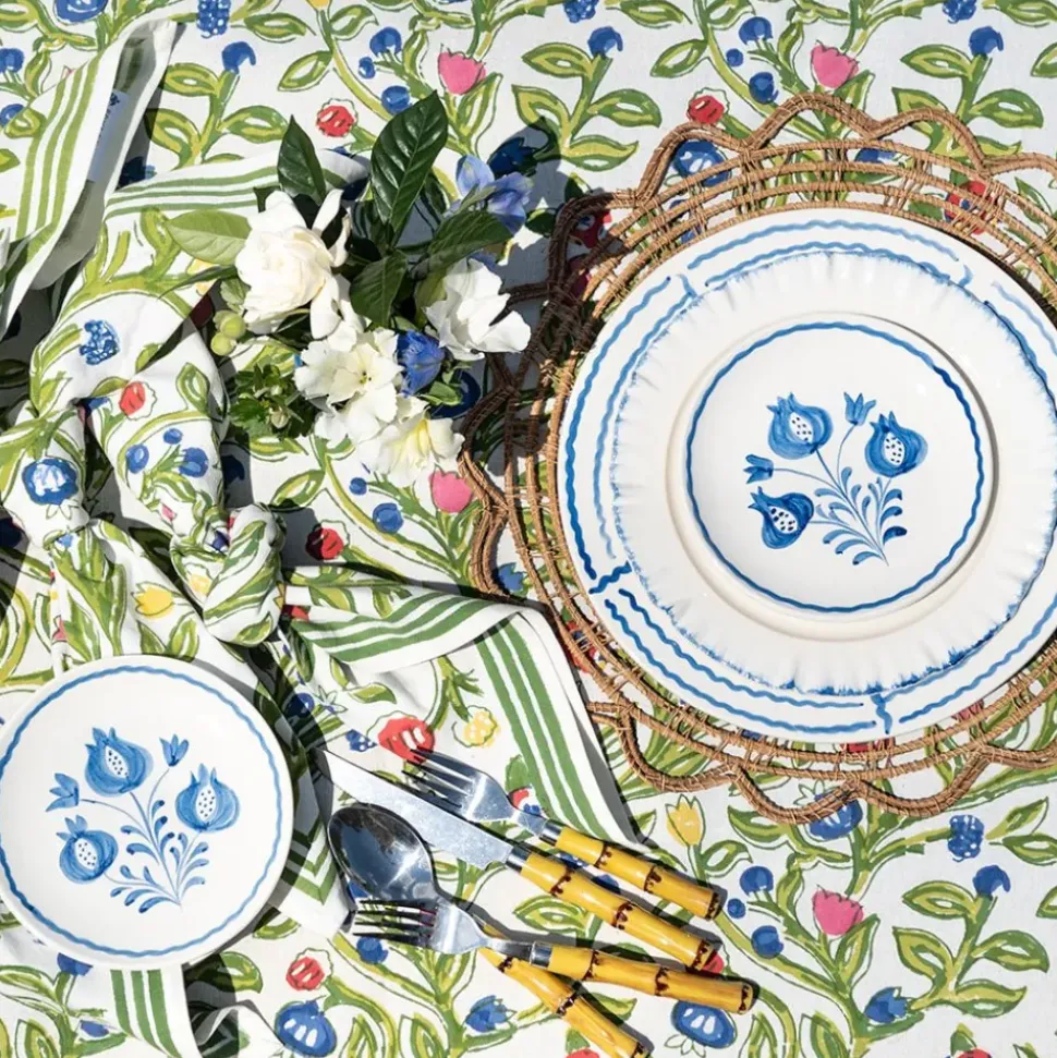Pomegranate Trio Sketch Cobalt Blue Appetizer Plate | Set of 4
