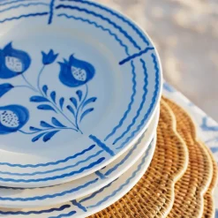 Pomegranate Trio Sketch Cobalt Blue Salad Plate | Set of 2