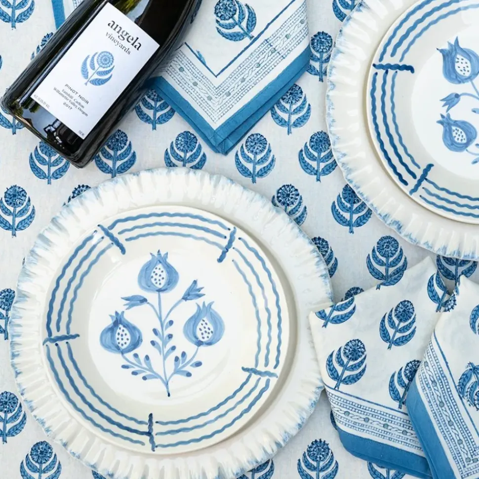 Pomegranate Trio Sketch Cobalt Blue Salad Plate | Set of 2