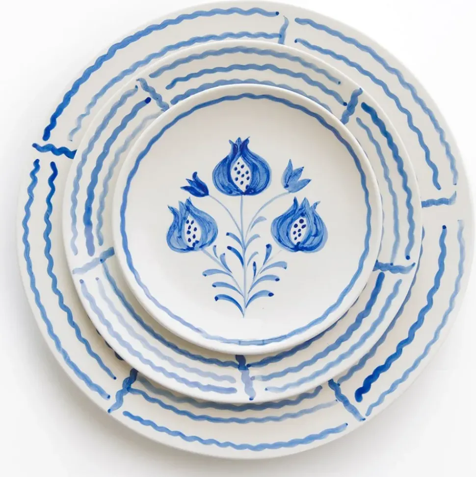 Pomegranate Trio Sketch Cobalt Blue Salad Plate | Set of 2