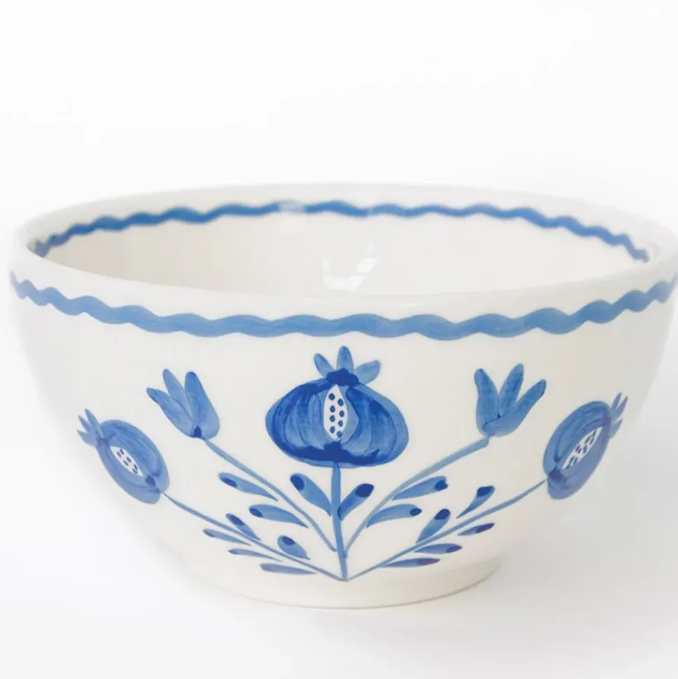 Pomegranate Trio Sketch Cobalt Blue Bowl | Set of 2