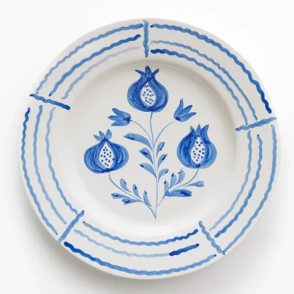 Pomegranate Trio Sketch Cobalt Blue Dinner Plate | Set of 2
