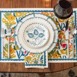 Pomegranate Trio Vine Teal Appetizer Plate | Set of 4