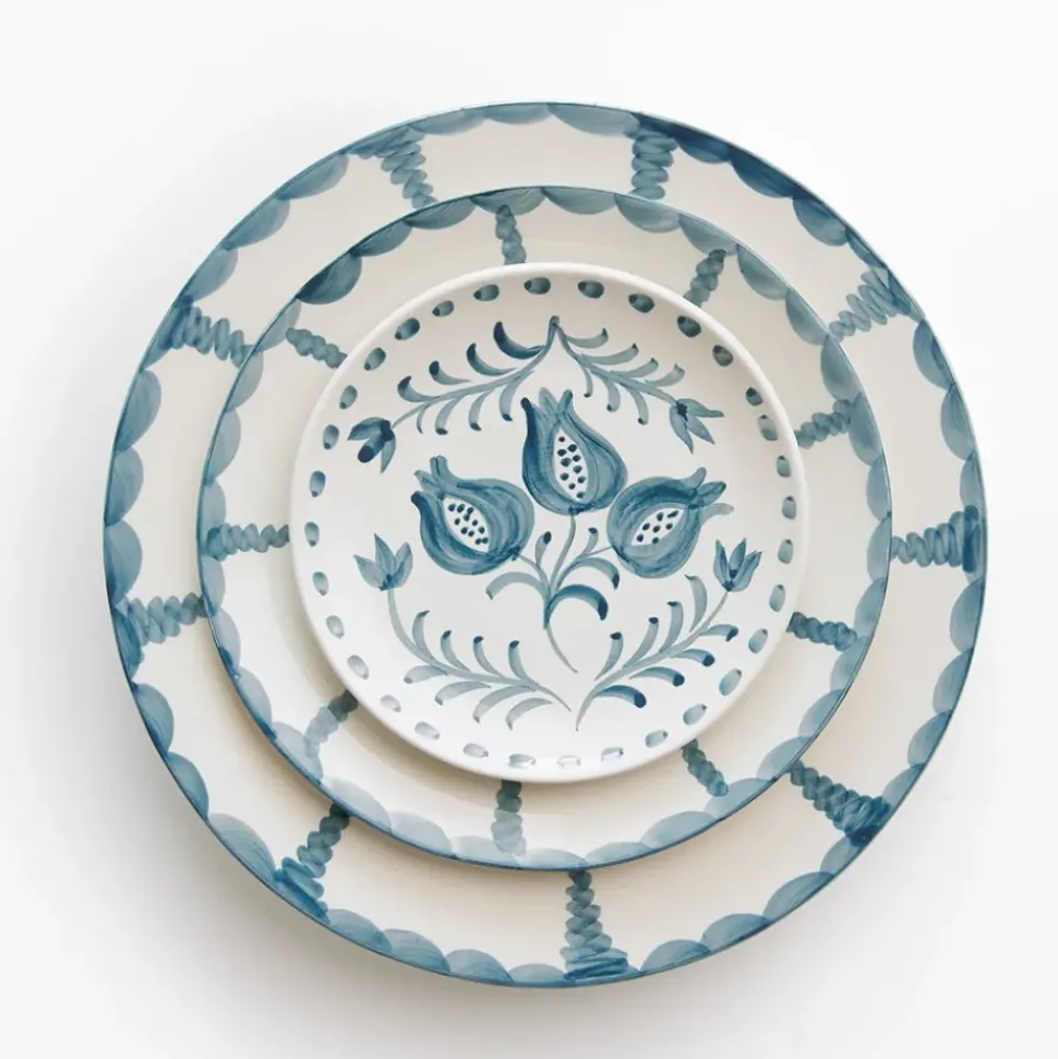 Pomegranate Trio Vine Teal Dinner Plate | Set of 2