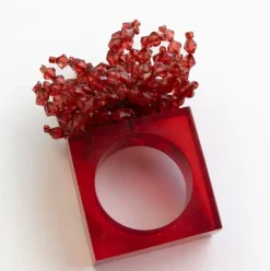 Red Acrylic Beaded Napkin Ring | Set of 4