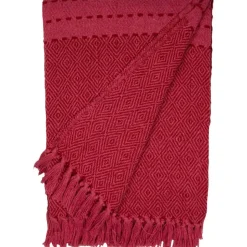 Red & Pink Diamonds Woven Throw
