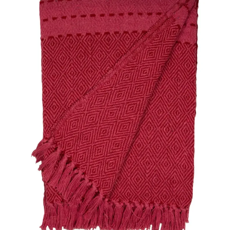 Red & Pink Diamonds Woven Throw