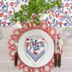 Red Bordered Round Woven Easy Care Placemats