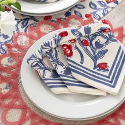 Red Bordered Round Woven Easy Care Placemats