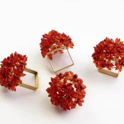 Red Bouquet Beaded Napkin Ring | Set of 4