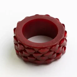 Red Round Resin Beaded Napkin Ring | Set of 4