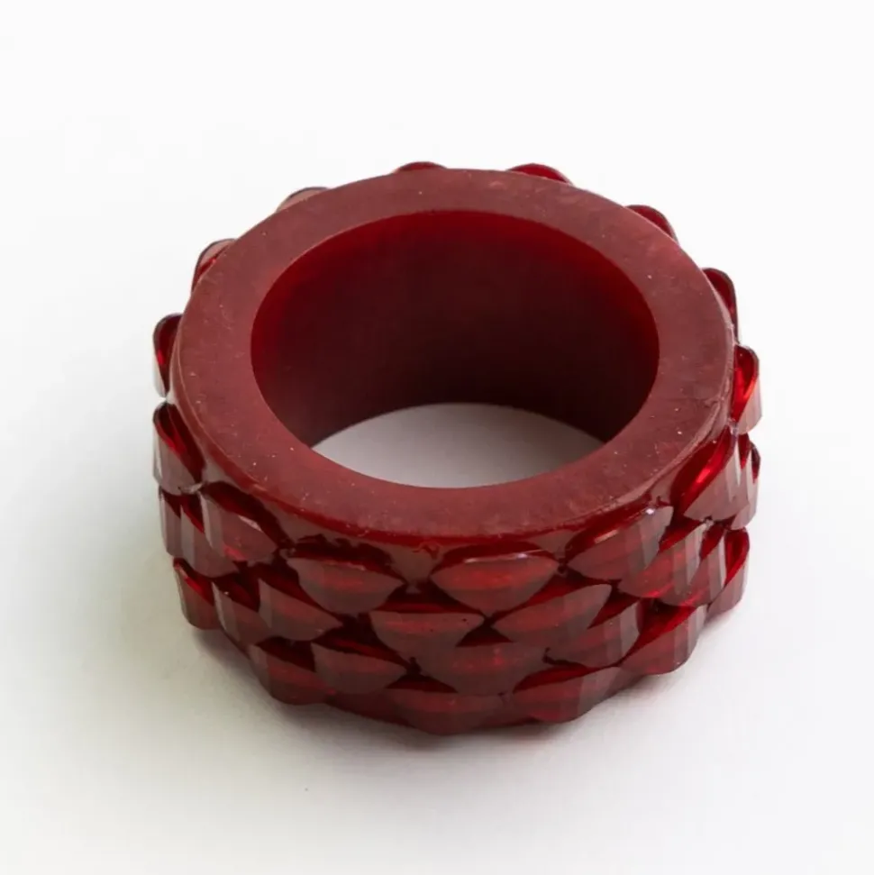 Red Round Resin Beaded Napkin Ring | Set of 4