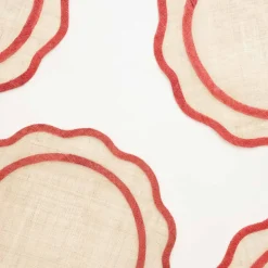 Red Scalloped Edge Woven Placemats | Set 4