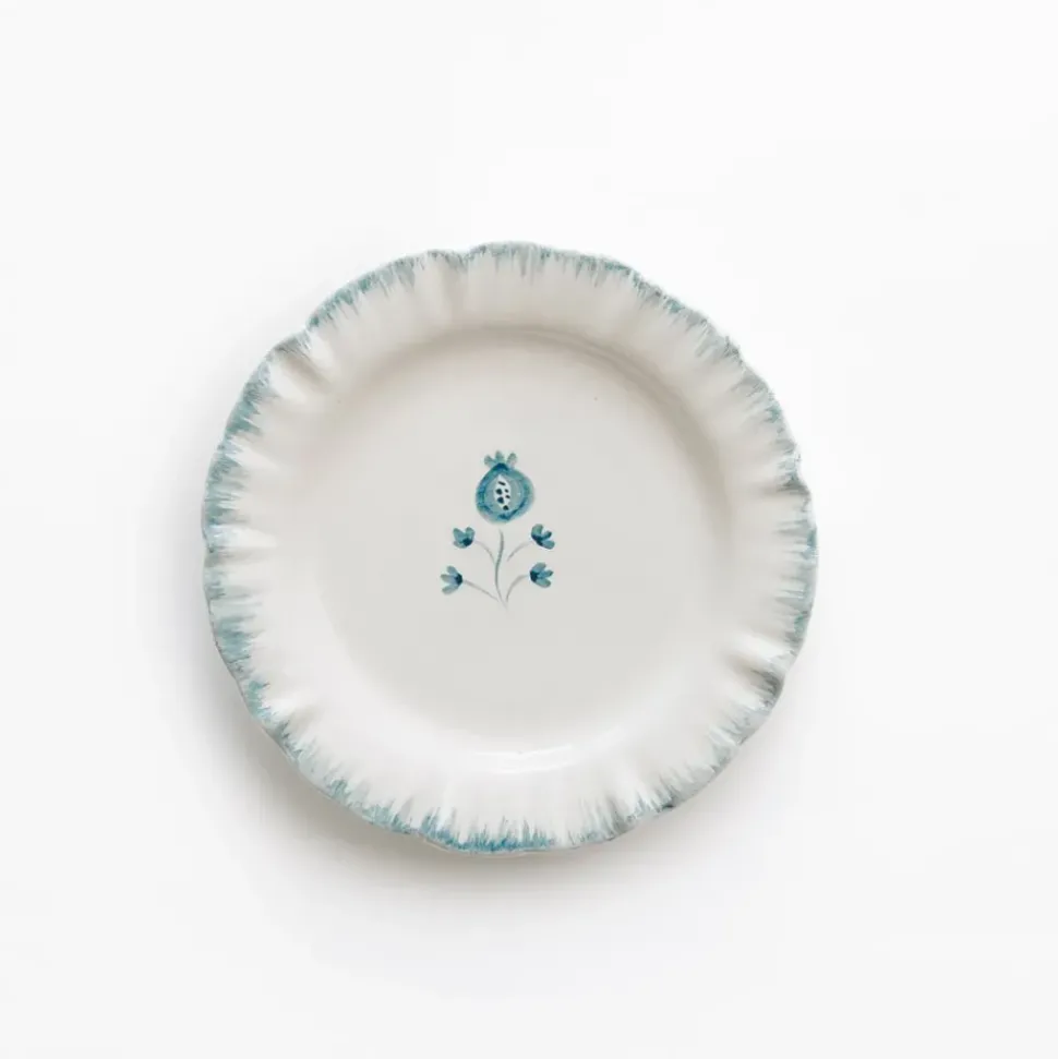 Ruffled Teal Appetizer Plate | Set of 4