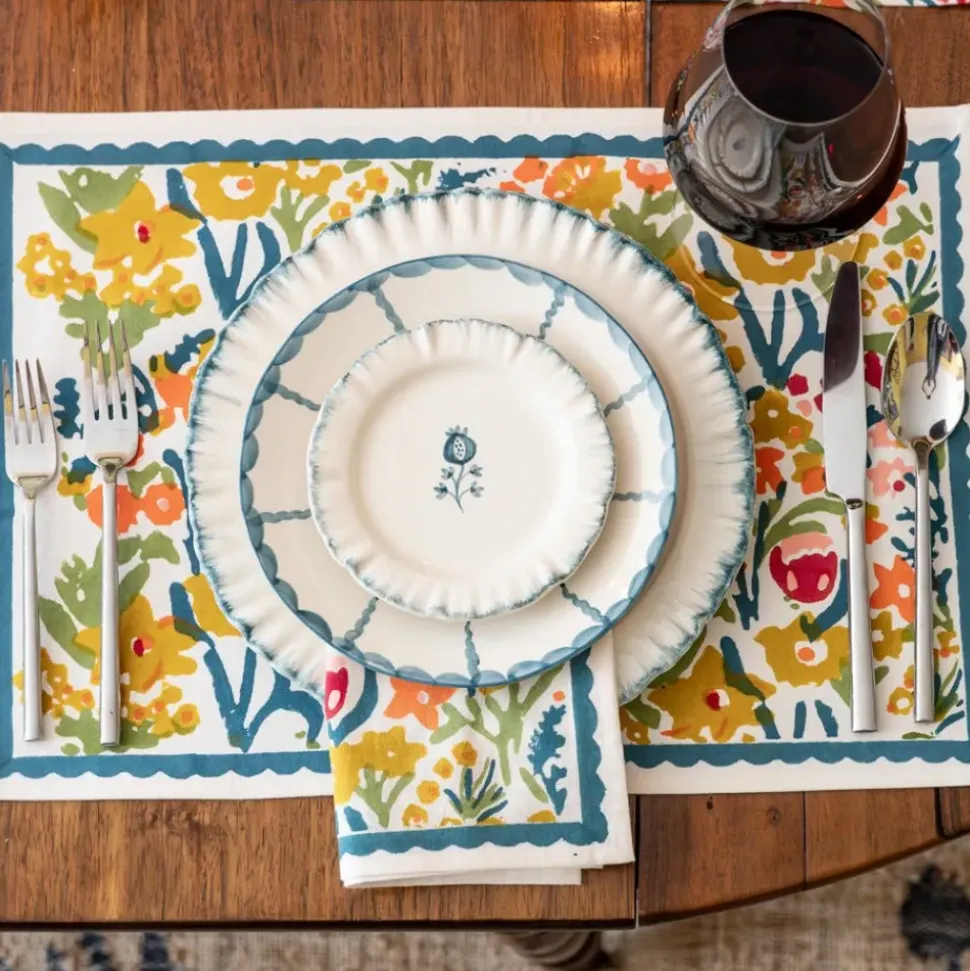 Ruffled Teal Dinner Plate | Set of 2