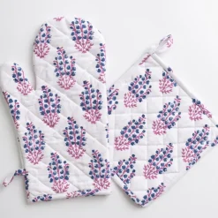 Sagar Blue & Magenta Oven Mitt Set