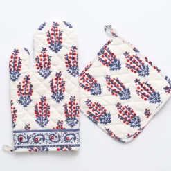 Sagar Red & Blue Oven Mitt Set