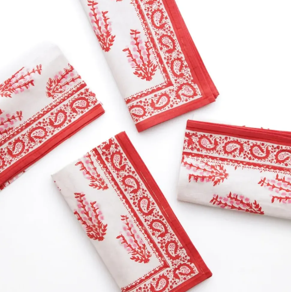 Sagar Red & Pink Napkin | Set of 4