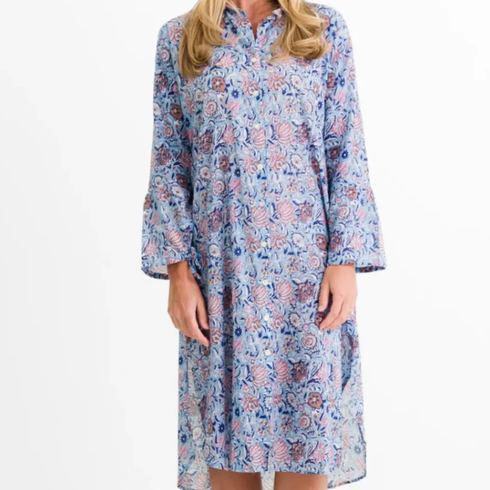 Taj Floral Blue Shifty Shirtdress