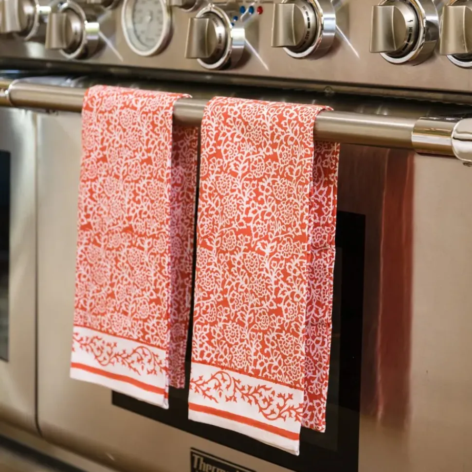 Tapestry Persimmon Tea Towels | Set of 2