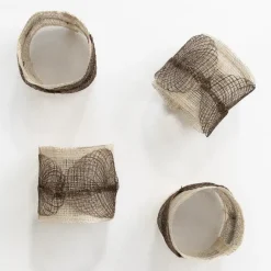 Taupe Poplar Leaf Napkin Rings | Set of 4