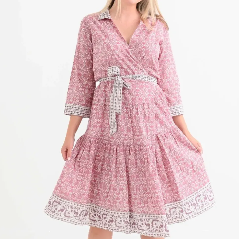 Tulip Sundial Mauveglow Collared Wrap Dress