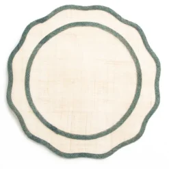 Turkish Blue Scalloped Rice Paper Placemat | Set of 4