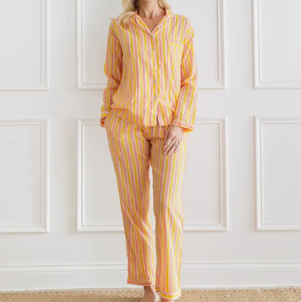 Watercolor Orange Stripe Pajama Set
