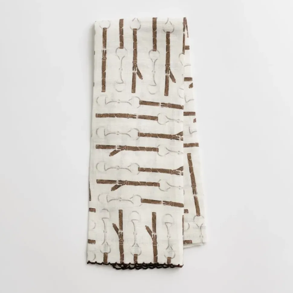 White Linen Snaffle & Buckle Fingertip Towels