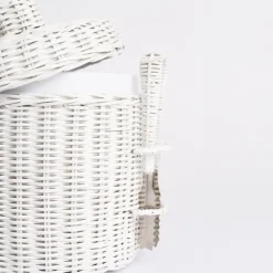 White Wicker Lidded Ice Bucket