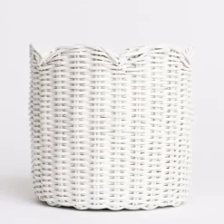 White Wicker Scalloped Container