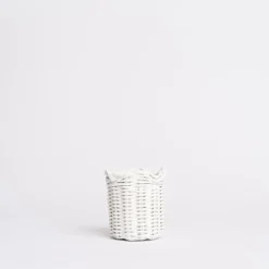 White Wicker Scalloped Container