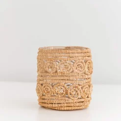 Woven natural Candle Holder / Vase Large