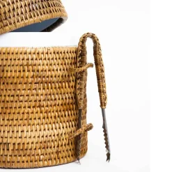 Woven Rattan Lidded Ice Bucket