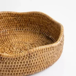 Woven Rattan Scalloped Bowl