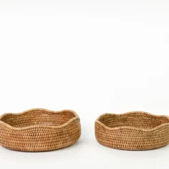 Woven Rattan Scalloped Bowl