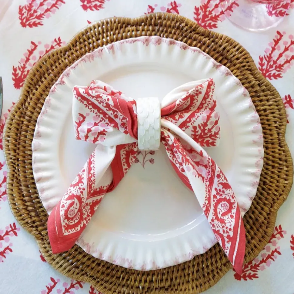 Woven Rattan Scalloped Placemats | Set of 4