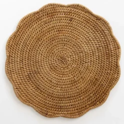 Woven Rattan Scalloped Placemats | Set of 4