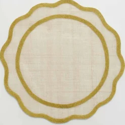 Yellow Scallop Edge Woven Placemats | Set 4