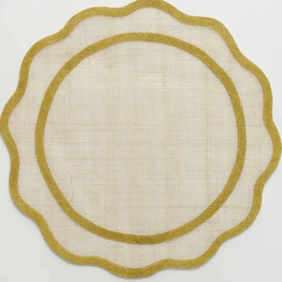 Yellow Scallop Edge Woven Placemats | Set 4